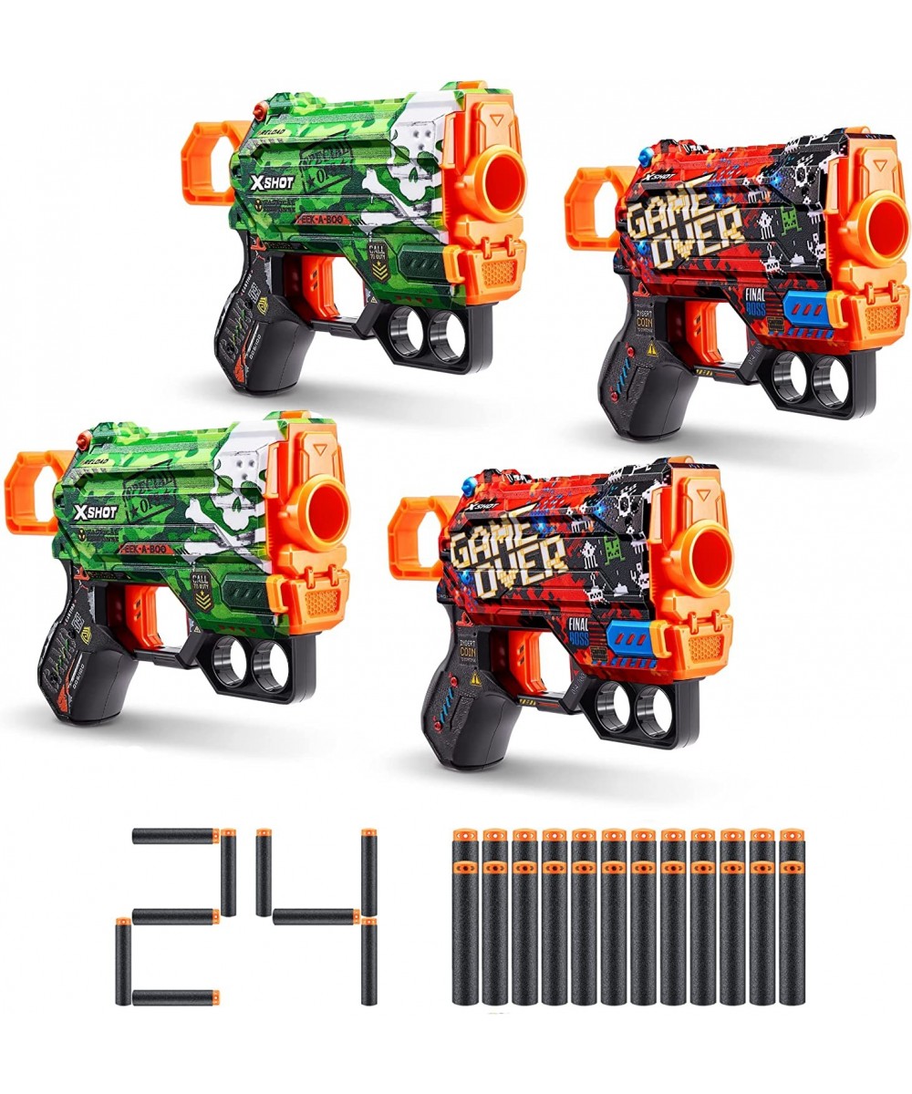 Skins Menace - Camo & Game Over (4 Pack + 24 Darts) by ZURU Easy Reload Air Pocket Dart Technology Toy Foam Dart Blaster for ...