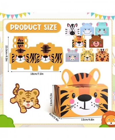 24 Pack Zoo Safari Animal Treat Box Jungle Party Favors Goodie Boxes Cardboard Gift Wild Candy for Themed Birthday Decoration...