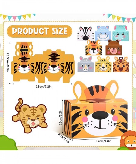 24 Pack Zoo Safari Animal Treat Box Jungle Party Favors Goodie Boxes Cardboard Gift Wild Candy for Themed Birthday Decoration...