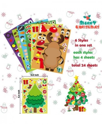 24 Sheets Christmas Make a Face Stickers Make Your Own Christmas Stickers for Kids Santa Snowman Xmas Tree Deer Self Adhesive...