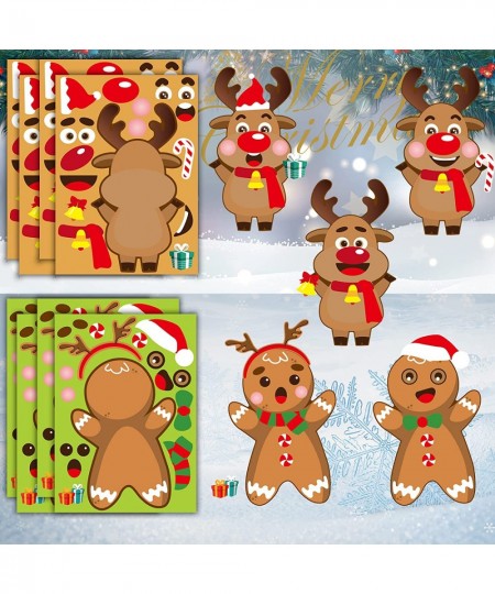 24 Sheets Christmas Make a Face Stickers Make Your Own Christmas Stickers for Kids Santa Snowman Xmas Tree Deer Self Adhesive...