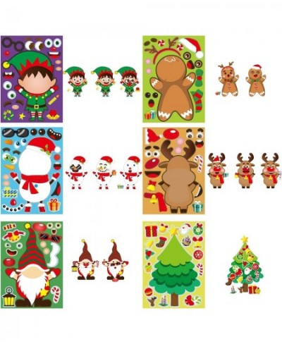 24 Sheets Christmas Make a Face Stickers Make Your Own Christmas Stickers for Kids Santa Snowman Xmas Tree Deer Self Adhesive...