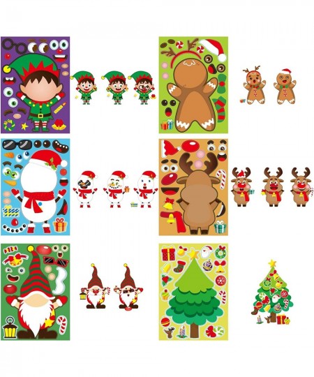 24 Sheets Christmas Make a Face Stickers Make Your Own Christmas Stickers for Kids Santa Snowman Xmas Tree Deer Self Adhesive...