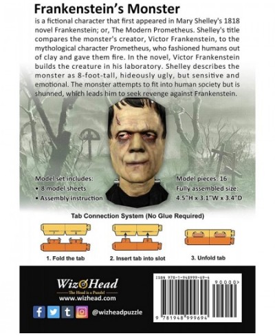 Frankenstein’s Monster - Paper Craft Model 3D Assembly Puzzle Home Décor Educational Birthday Gift $22.27 - 3-D Puzzles