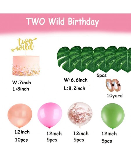 Two Wild Birthday Party Decorations Jungle Themed Secend Girl Birthday Party Supplies Set Cute Animals Head Balloons and Two ...