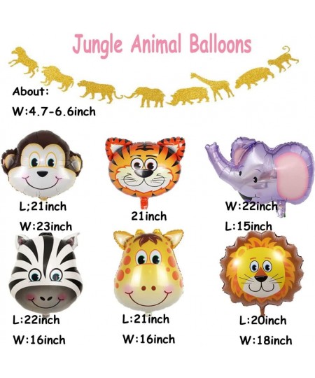 Two Wild Birthday Party Decorations Jungle Themed Secend Girl Birthday Party Supplies Set Cute Animals Head Balloons and Two ...