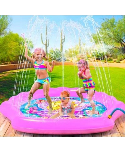 PRINCESSEA USA 4-in-1 Splash Pad for Kids XXL 70" Outdoor Children’s Water Pad Wading Pool & Sprinkler & Play Mat for Girls -...