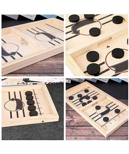 Fast Sling Puck Game Wooden Hockey Game Sling Puck.Desktop Battle Wooden Sling Hockey Table Game Adults and Kids Family Games...