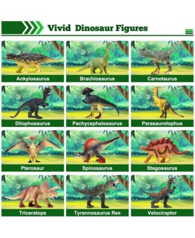 Jurassic Dinosaur Toys 12 PCS Realistic Jumbo Dinosaur Figurines Educational Dino Figure Playset w/ Information Dino Book Eas...