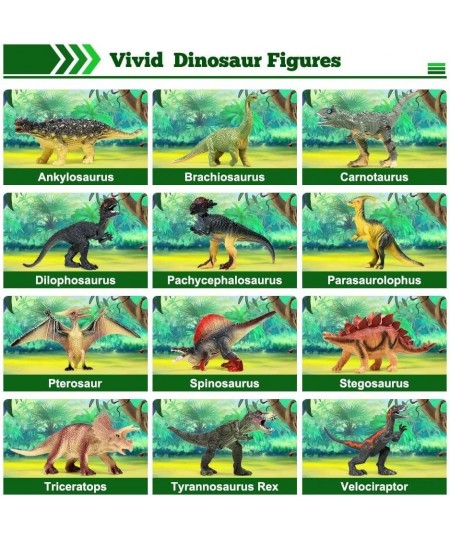 Jurassic Dinosaur Toys 12 PCS Realistic Jumbo Dinosaur Figurines Educational Dino Figure Playset w/ Information Dino Book Eas...