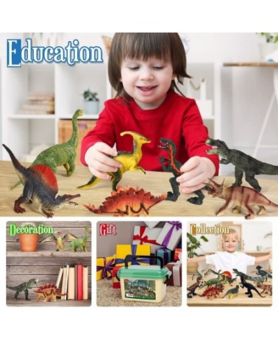 Jurassic Dinosaur Toys 12 PCS Realistic Jumbo Dinosaur Figurines Educational Dino Figure Playset w/ Information Dino Book Eas...