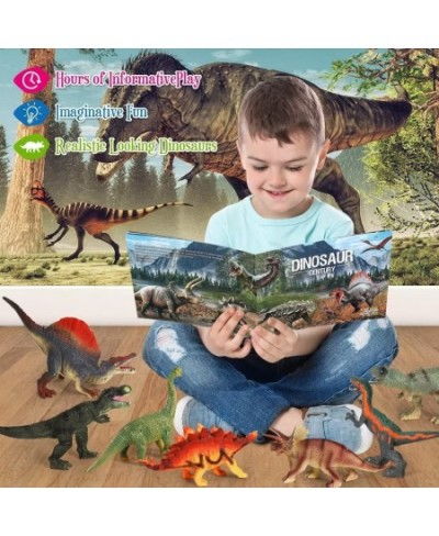 Jurassic Dinosaur Toys 12 PCS Realistic Jumbo Dinosaur Figurines Educational Dino Figure Playset w/ Information Dino Book Eas...