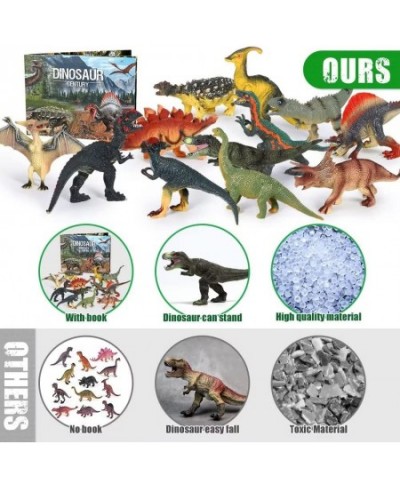 Jurassic Dinosaur Toys 12 PCS Realistic Jumbo Dinosaur Figurines Educational Dino Figure Playset w/ Information Dino Book Eas...