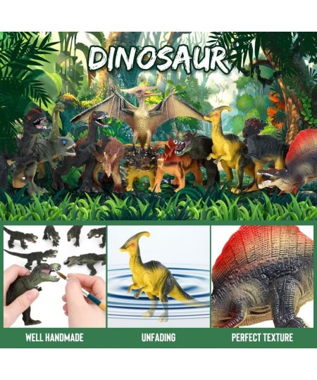 Jurassic Dinosaur Toys 12 PCS Realistic Jumbo Dinosaur Figurines Educational Dino Figure Playset w/ Information Dino Book Eas...