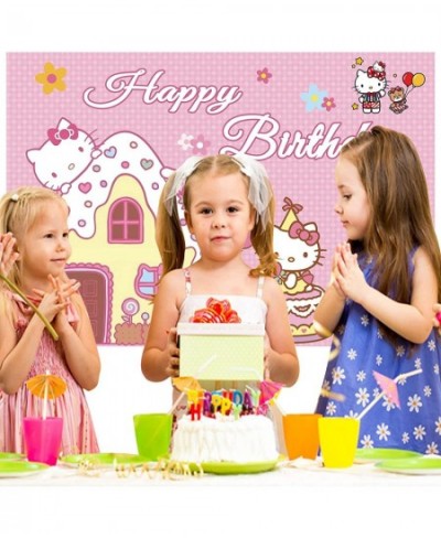 Kawaii Kitty Birthday Party Supplies Happy Birthday Backdrop for Kawaii Theme Party 5 x 3 FT Cute Kitty Photography Backgroun...