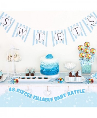 48 Pieces Fillable Baby Rattle Party Favors Baby Shower Favors Baby Candy Box Fillable Lollipop Candy Box with Ribbon Bow for...