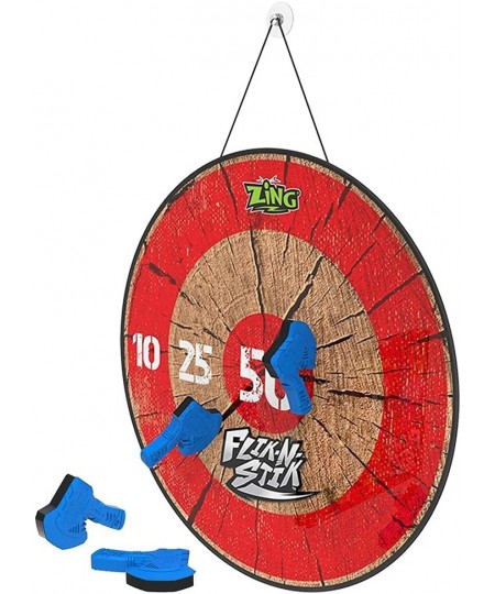 Flik-N-Stik Soft Foam Throwing Axe Game Includes 4 Velcro Axes and 1 Foldable Fabric Target Great Indoor Target Game for Frie...