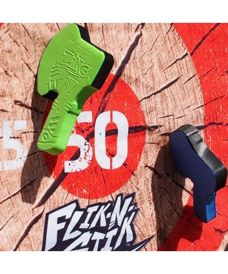 Flik-N-Stik Soft Foam Throwing Axe Game Includes 4 Velcro Axes and 1 Foldable Fabric Target Great Indoor Target Game for Frie...