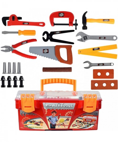 WolVolk 26-Piece Tool Box Set with Removable Tool Tray - Great Gift Toy for Boys $52.71 - Toy Construction Tools