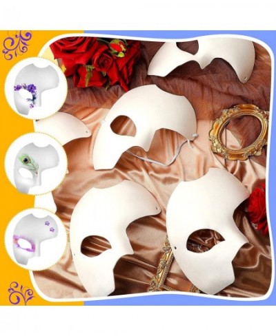 10 Pieces Phantom Mask White DIY Masquerade Mask Halloween Phantom of The Opera Mask One Eyed Half Face Mask for Halloween Pa...