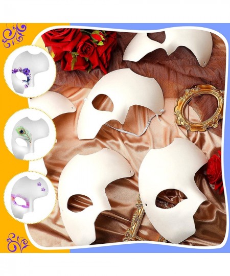 10 Pieces Phantom Mask White DIY Masquerade Mask Halloween Phantom of The Opera Mask One Eyed Half Face Mask for Halloween Pa...