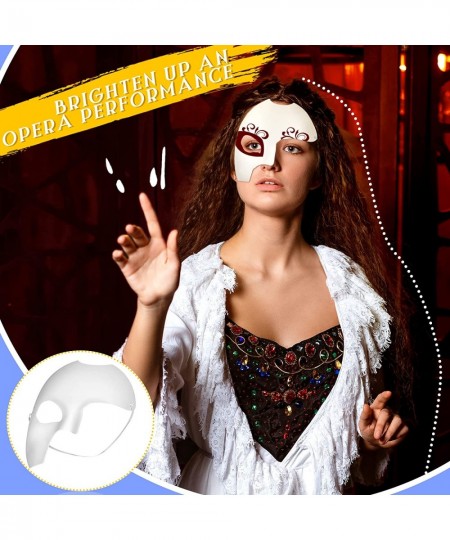 10 Pieces Phantom Mask White DIY Masquerade Mask Halloween Phantom of The Opera Mask One Eyed Half Face Mask for Halloween Pa...