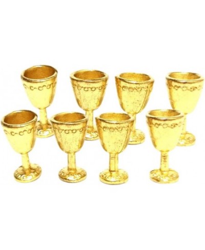 8 Pieces of Dollhouse Miniature Golden Wine Cup Goblet Kits 1/12 Scale Decor Golden $15.08 - Dollhouse Accessories