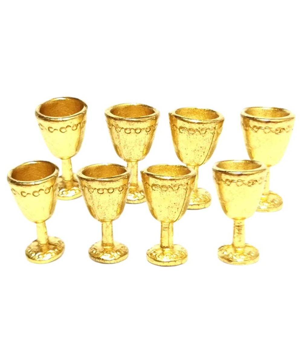 8 Pieces of Dollhouse Miniature Golden Wine Cup Goblet Kits 1/12 Scale Decor Golden $15.08 - Dollhouse Accessories