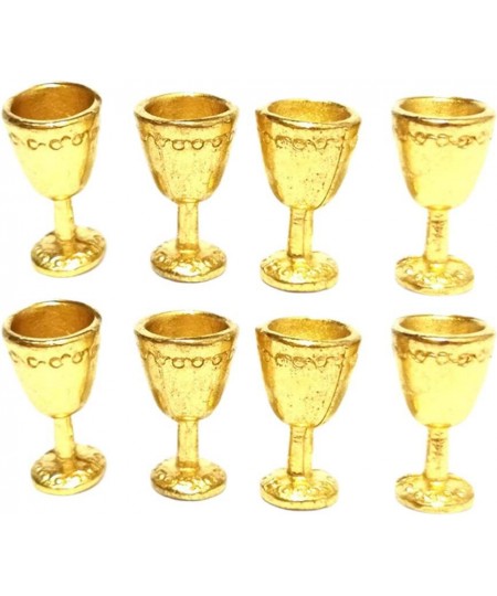 8 Pieces of Dollhouse Miniature Golden Wine Cup Goblet Kits 1/12 Scale Decor Golden $15.08 - Dollhouse Accessories