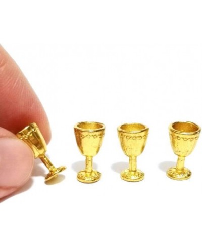 8 Pieces of Dollhouse Miniature Golden Wine Cup Goblet Kits 1/12 Scale Decor Golden $15.08 - Dollhouse Accessories