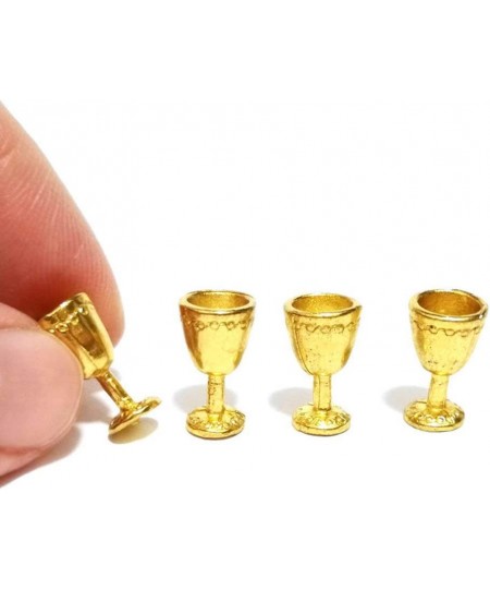 8 Pieces of Dollhouse Miniature Golden Wine Cup Goblet Kits 1/12 Scale Decor Golden $15.08 - Dollhouse Accessories