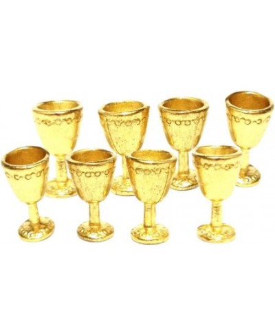 8 Pieces of Dollhouse Miniature Golden Wine Cup Goblet Kits 1/12 Scale Decor Golden $15.08 - Dollhouse Accessories