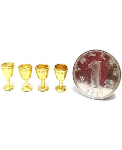 8 Pieces of Dollhouse Miniature Golden Wine Cup Goblet Kits 1/12 Scale Decor Golden $15.08 - Dollhouse Accessories