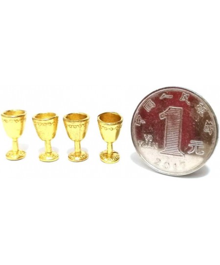 8 Pieces of Dollhouse Miniature Golden Wine Cup Goblet Kits 1/12 Scale Decor Golden $15.08 - Dollhouse Accessories