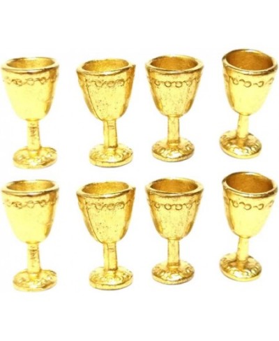 8 Pieces of Dollhouse Miniature Golden Wine Cup Goblet Kits 1/12 Scale Decor Golden $15.08 - Dollhouse Accessories