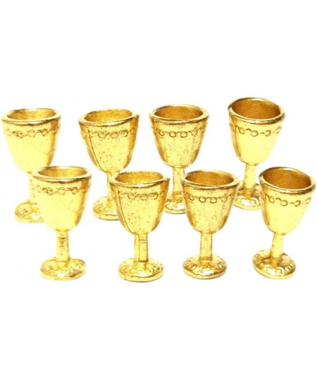 8 Pieces of Dollhouse Miniature Golden Wine Cup Goblet Kits 1/12 Scale Decor Golden $15.08 - Dollhouse Accessories