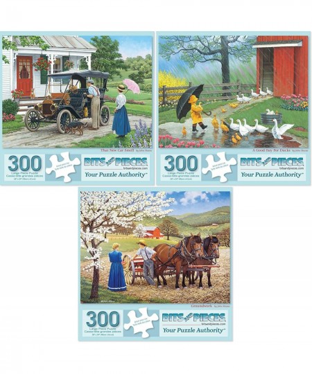 - Value Set of (3) 300 Piece Jigsaw Puzzles for Adults - Each Puzzle Measures 18" x 24" - 300 pc That New Car Smell A Good Da...