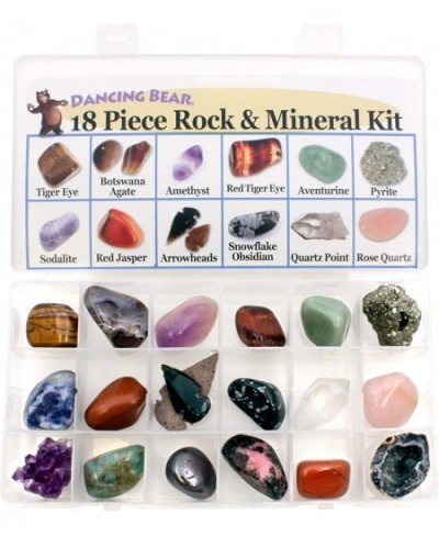 Rock and Mineral Educational Collection & Deluxe Collection Box -18 Pieces with Description Sheet and Educational Information...