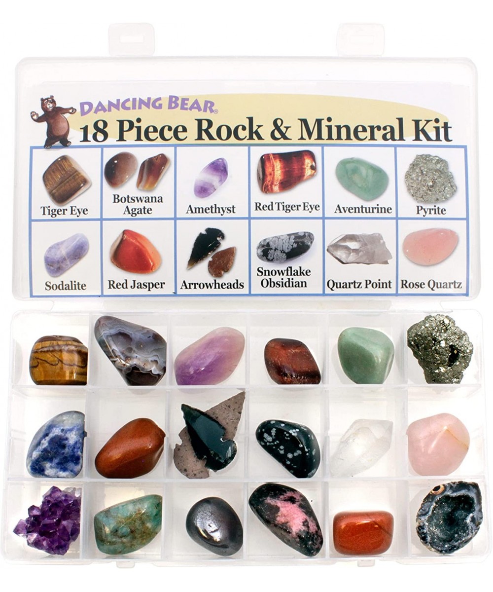 Rock and Mineral Educational Collection & Deluxe Collection Box -18 Pieces with Description Sheet and Educational Information...