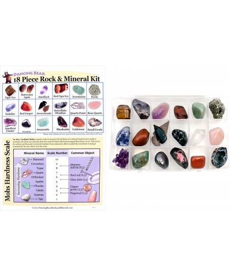 Rock and Mineral Educational Collection & Deluxe Collection Box -18 Pieces with Description Sheet and Educational Information...