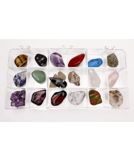 Rock and Mineral Educational Collection & Deluxe Collection Box -18 Pieces with Description Sheet and Educational Information...