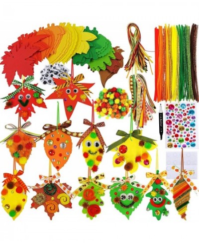 48 Sets Fall Craft Kits Fall Leaves Ornaments Decorations Art Sets Pom-Poms Googly Eyes Autumn Leaf Foam Stickers Arts and Cr...