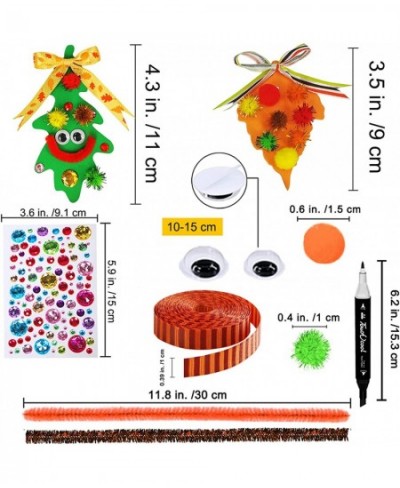 48 Sets Fall Craft Kits Fall Leaves Ornaments Decorations Art Sets Pom-Poms Googly Eyes Autumn Leaf Foam Stickers Arts and Cr...