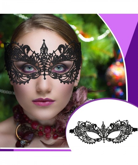 6 Pcs Masquerade Mask for Women Venetian Lace Eye Mask Gold and Black Lace Mask for Prom Ball Costume Party Supplies (Classic...