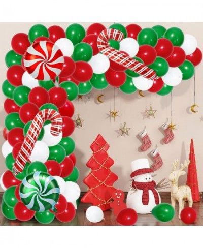 Christmas Balloon Garland Arch Kit - 126PCS Christmas Balloons Cane Candy Balloons Xmas Red Green White Balloons for Happy Ne...