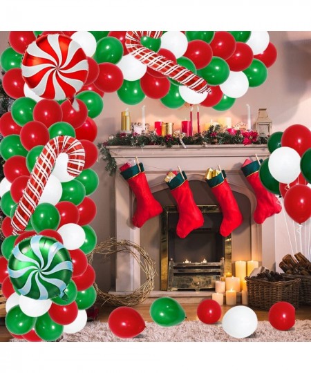 Christmas Balloon Garland Arch Kit - 126PCS Christmas Balloons Cane Candy Balloons Xmas Red Green White Balloons for Happy Ne...