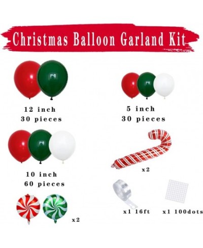 Christmas Balloon Garland Arch Kit - 126PCS Christmas Balloons Cane Candy Balloons Xmas Red Green White Balloons for Happy Ne...