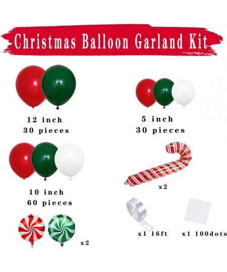 Christmas Balloon Garland Arch Kit - 126PCS Christmas Balloons Cane Candy Balloons Xmas Red Green White Balloons for Happy Ne...