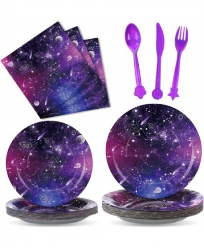 150 Pieces Galaxy Party Supplies Space Party Tableware Set Construction Paper Plates Napkins Spoon Knife Forks Solar System P...