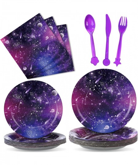 150 Pieces Galaxy Party Supplies Space Party Tableware Set Construction Paper Plates Napkins Spoon Knife Forks Solar System P...